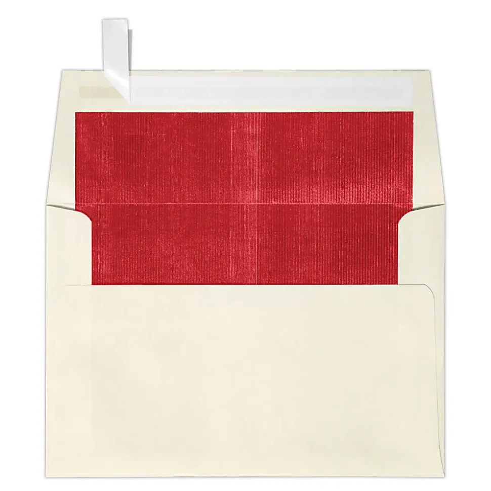 LUX Foil-Lined Invitation Envelopes A4, Peel & Press Closure, Natural/Red, Pack Of 1,000