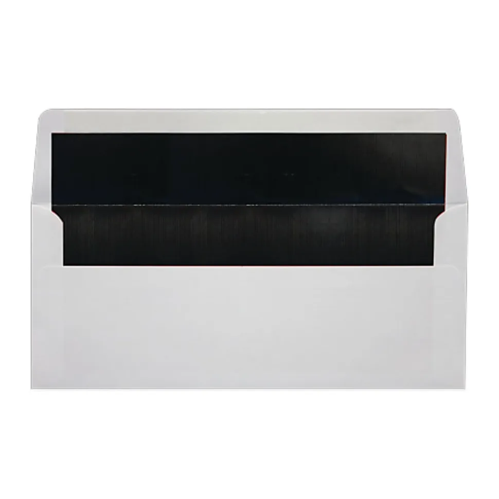 LUX #10 Foil-Lined Square-Flap Envelopes, Gummed Seal, White/Black, Pack Of 250