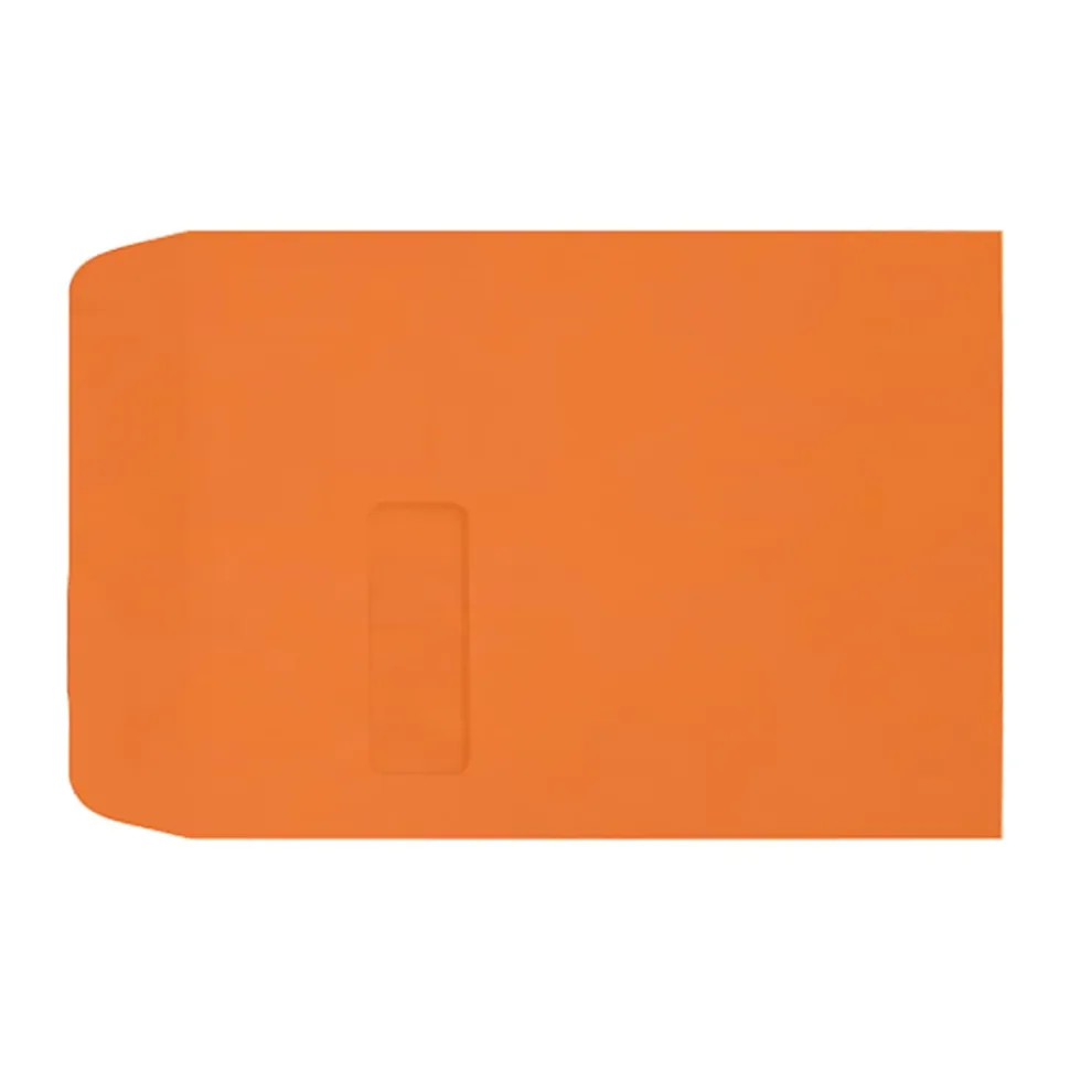 LUX #9 1/2 Open-End Window Envelopes, Top Left Window, Self-Adhesive, Mandarin, Pack Of 1,000