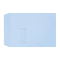 LUX #9 1/2 Open-End Window Envelopes, Top Left Window, Self-Adhesive, Baby Blue, Pack Of 500