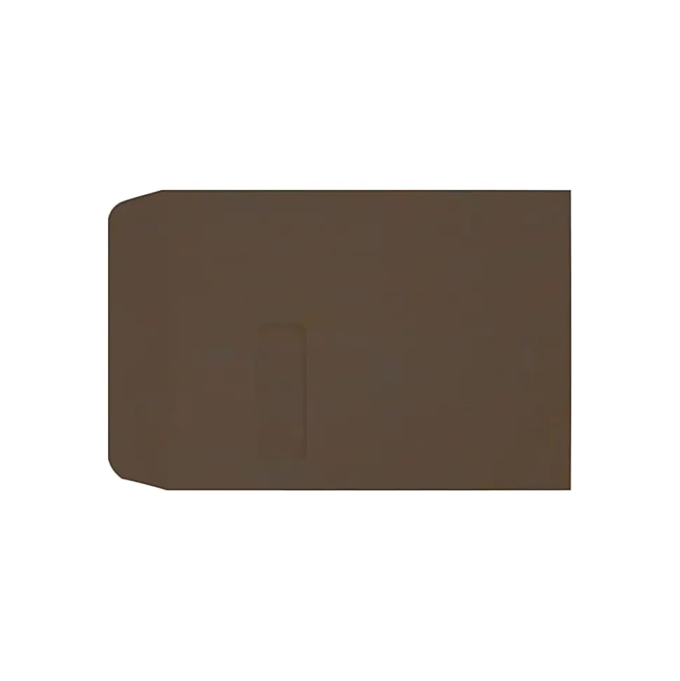 LUX #9 1/2 Open-End Window Envelopes, Top Left Window, Self-Adhesive, Chocolate, Pack Of 500
