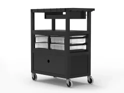Luxor Deluxe Teacher Cart, 35-5/8”H x 35-5/8”W x 18-1/4”D, Black