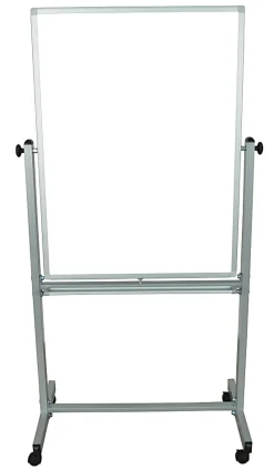 Luxor Double-Sided Magnetic Mobile Dry-Erase Whiteboard, 30" x 40", Aluminum Frame With Gray Finish