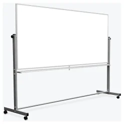 Luxor Double-Sided Magnetic Mobile Dry-Erase Whiteboard, 40" x 96", Aluminum Frame