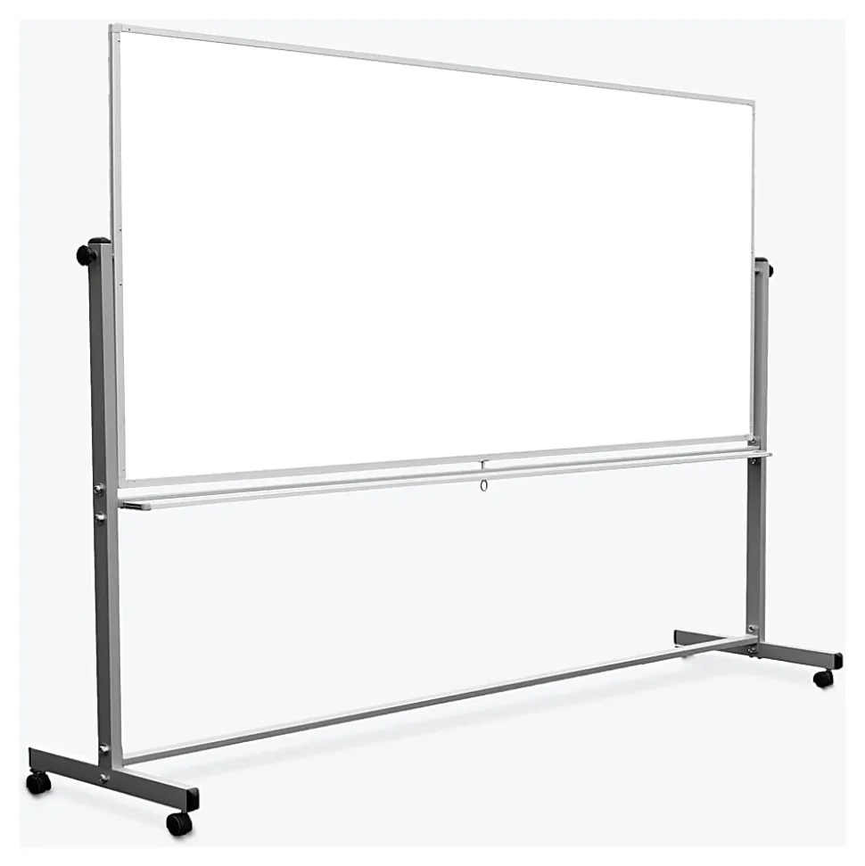 Luxor Double-Sided Magnetic Mobile Dry-Erase Whiteboard, 40" x 96", Aluminum Frame