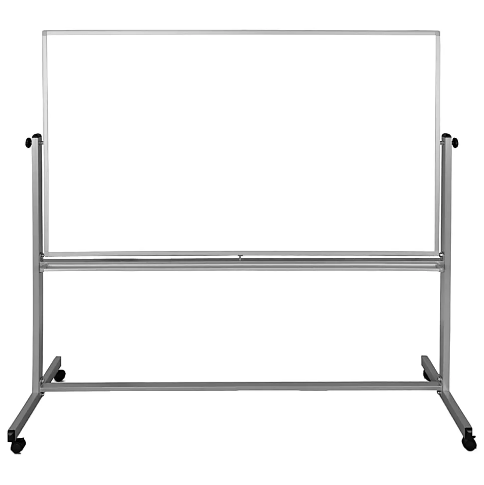 Luxor Double-Sided Mobile Magnetic Dry-Erase Whiteboard, 72" x 48", Aluminum Frame With Silver Finish