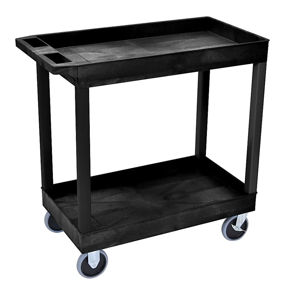 Luxor E-Series 2-Shelf Tub Cart, 35 1/4"H x 32"W x 18"D, Black
