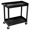 Luxor E-Series 2-Tub Plastic Utility Cart, 36 1/4"H x 35 1/4"W x 18"D, Black