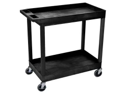 Luxor E-Series 2-Tub Plastic Utility Cart, 36 1/4"H x 35 1/4"W x 18"D, Black