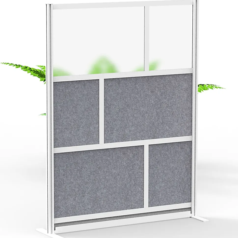 Luxor Modular Room Divider Wall System Starter Wall, 53" x 70", Gray