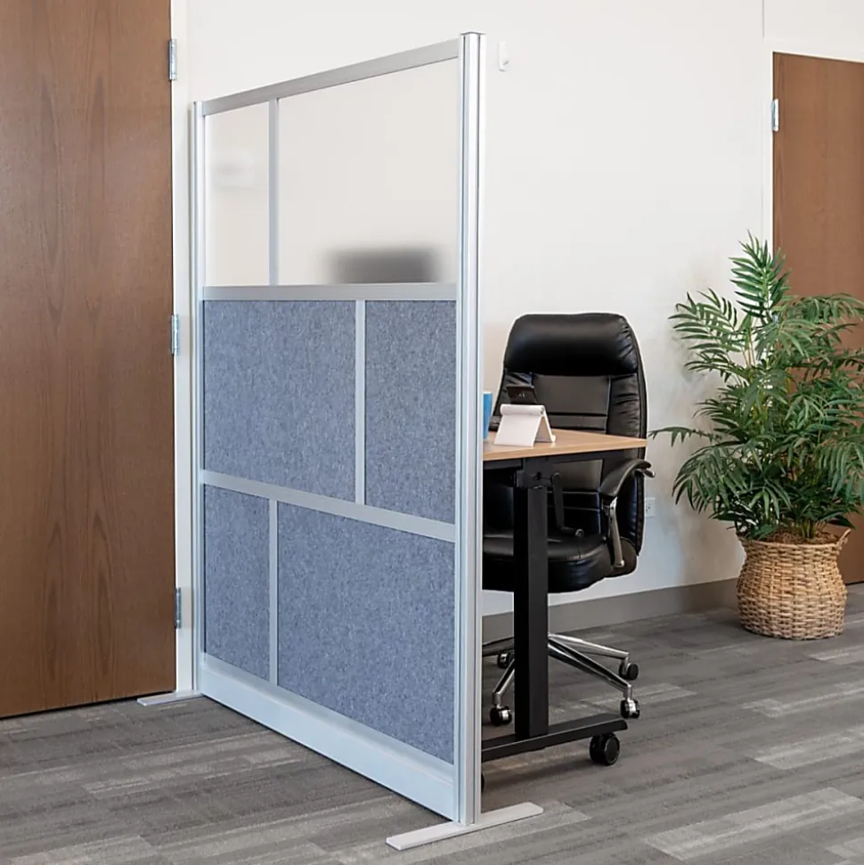 Luxor Modular Room Divider Wall System Starter Wall, 53" x 70", Gray