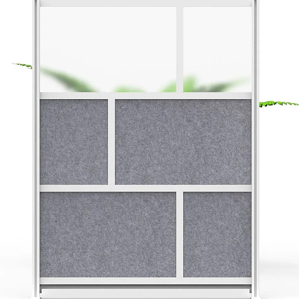 Luxor Modular Room Divider Wall System Starter Wall, 53" x 70", Gray