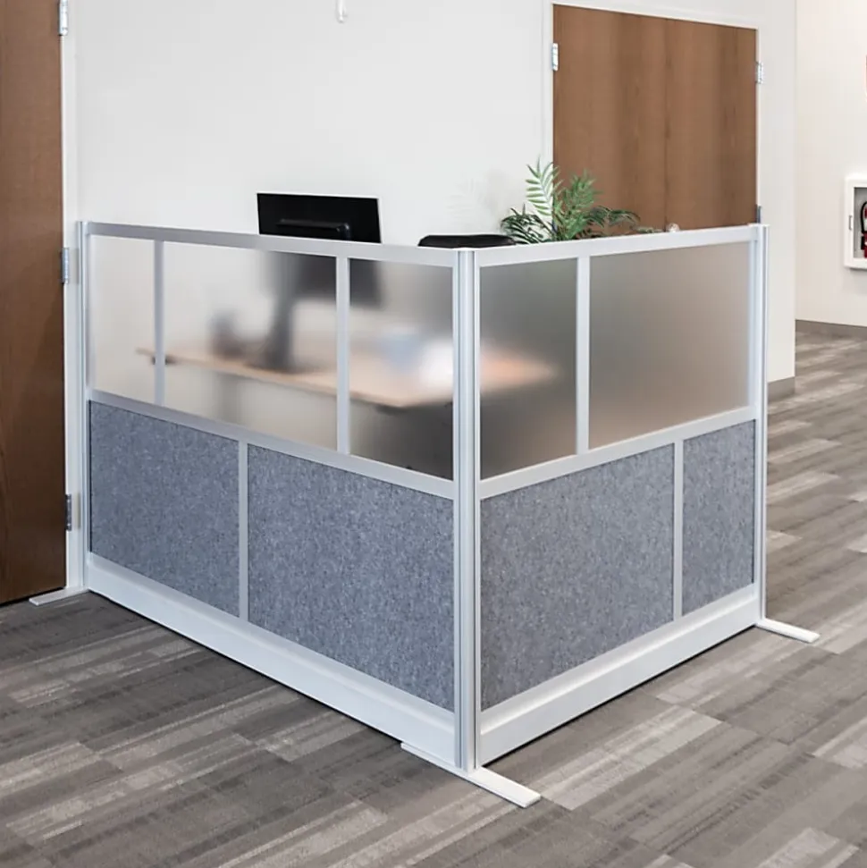 Luxor Modular Room Divider Wall System Add-On, 53" x 48", Gray