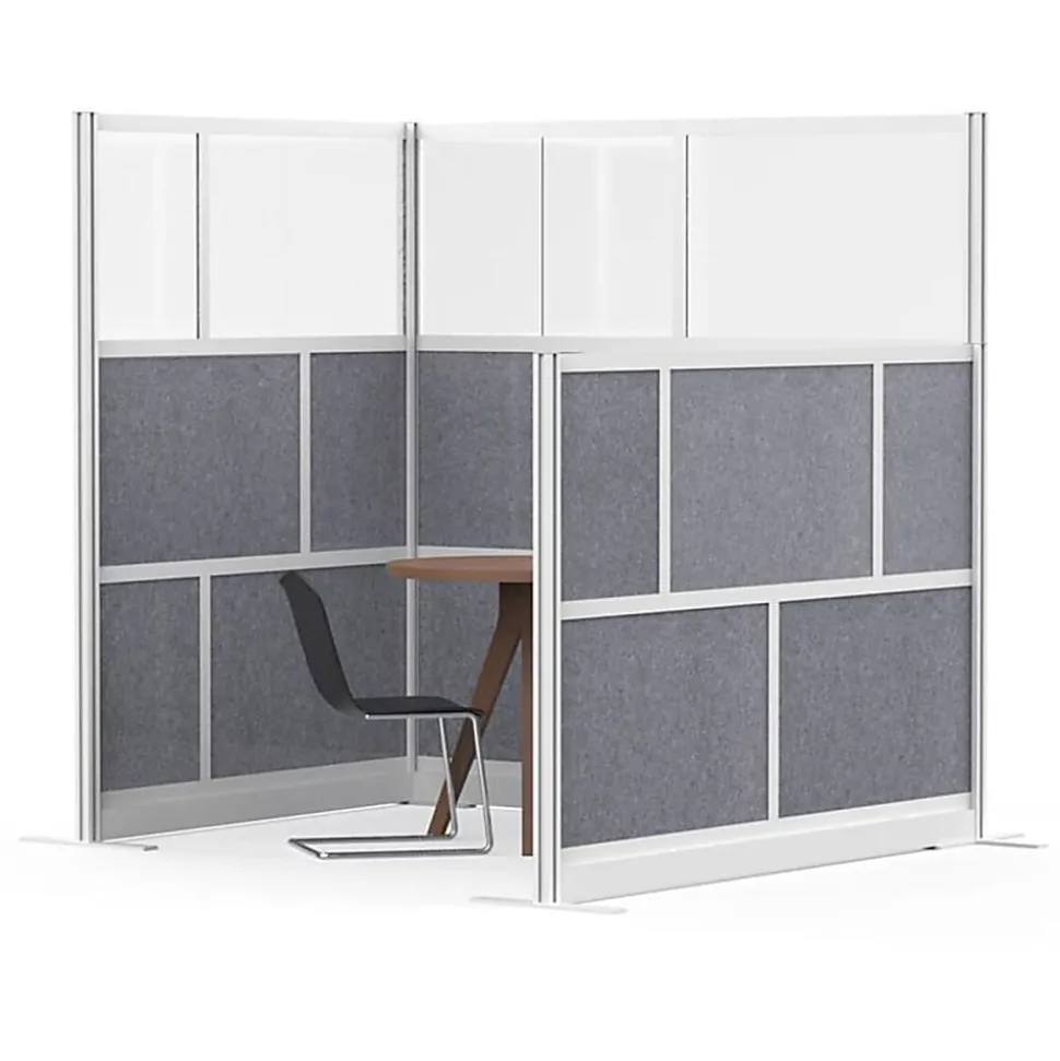 Luxor Modular Room Divider Wall System Starter Wall, 70" x 48", Gray