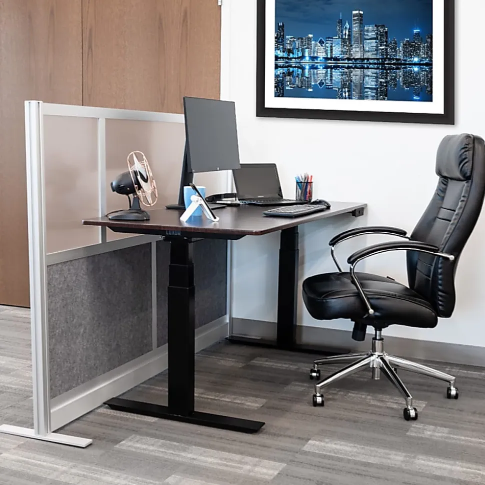 Luxor Modular Room Divider Wall System Starter Wall, 70" x 48", Gray
