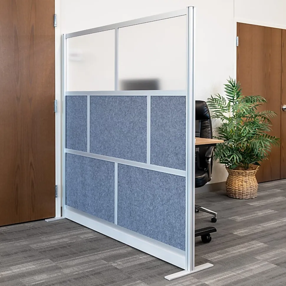 Luxor Modular Room Divider Wall System Add-On, 53" x 70", Gray