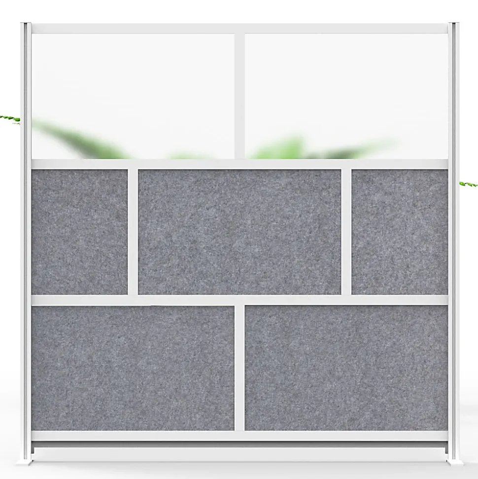 Luxor Modular Room Divider Wall System Starter Wall, 70" x 70", Gray