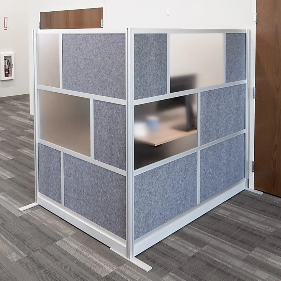 Luxor Modular Room Divider Wall System Add-On, 70" x 70", Gray