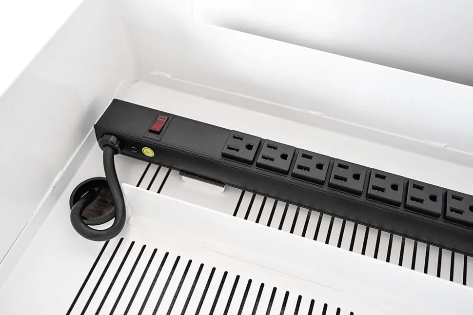 Luxor 12-Port Charging Station For Laptops, Tablets And Mobile Devices, 10-15/16”H x 23-5/8”W x 11-13/16”D, Black/White