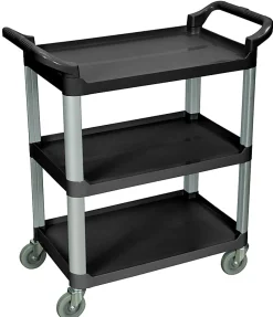 Luxor 3-Shelf Serving Cart, 36 3/4"H x 33 1/2"W x 16 3/4"D, Black