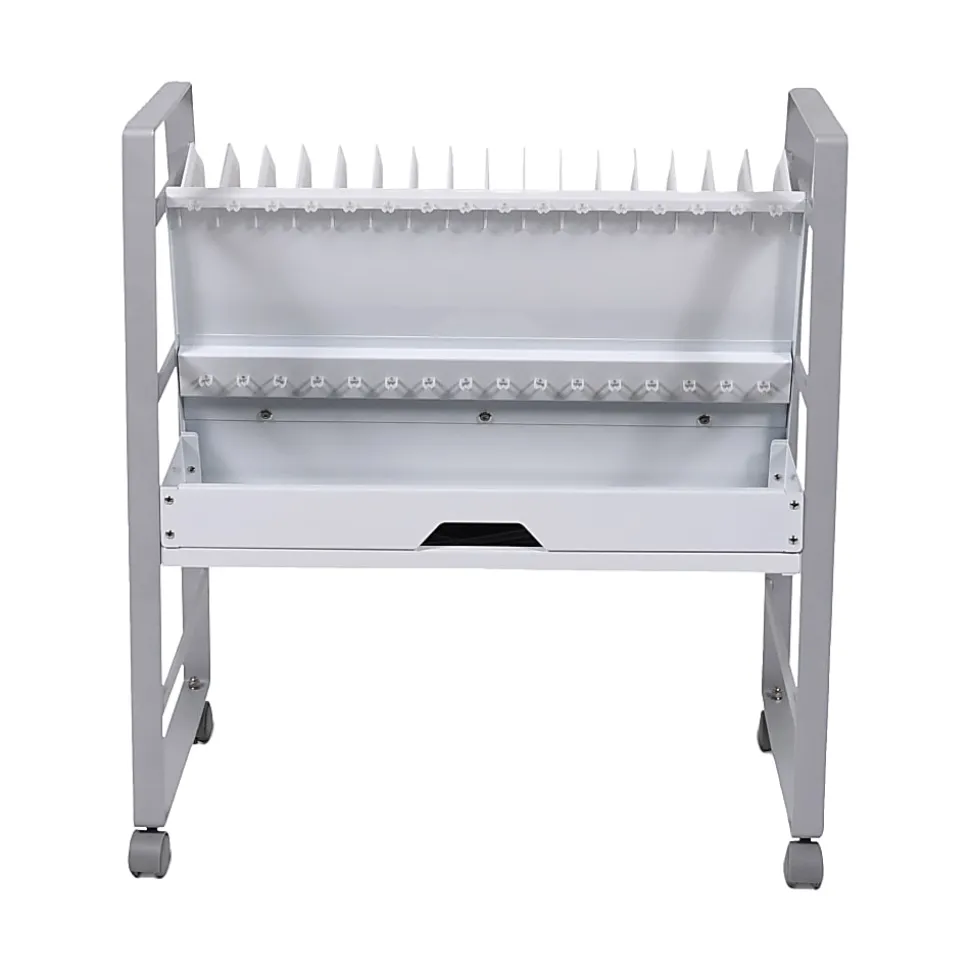 Luxor 16-Tablet Open Charging Cart, 30”H x 27”W x 14-3/4”D, Gray/White