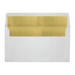 LUX Photo Greeting Foil-Lined Invitation Envelopes, A7, Peel & Stick Closure, White/Gold, Pack Of 1,000