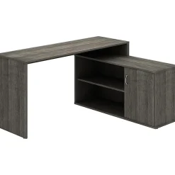 LYS L-Shape Workstation with Cabinet - Laminated L-shaped Top - 200 lb Capacity - 29.50"x60"x 47.25" Depth - DK103RRWC