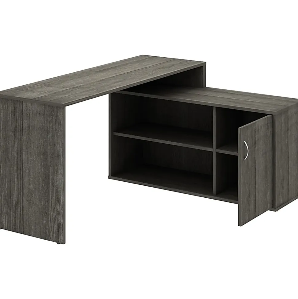 LYS L-Shape Workstation with Cabinet - Laminated L-shaped Top - 200 lb Capacity - 29.50"x60"x 47.25" Depth - DK103RRWC