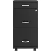 LYS NuSparc 18" 3 Drawer Steel Mobile File Cabinet, Black, 1 Each