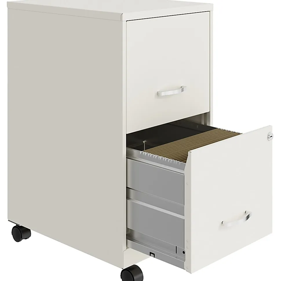 LYS NuSparc 18"D Vertical 2 Drawer Mobile File Cabinet, White , 1 Each