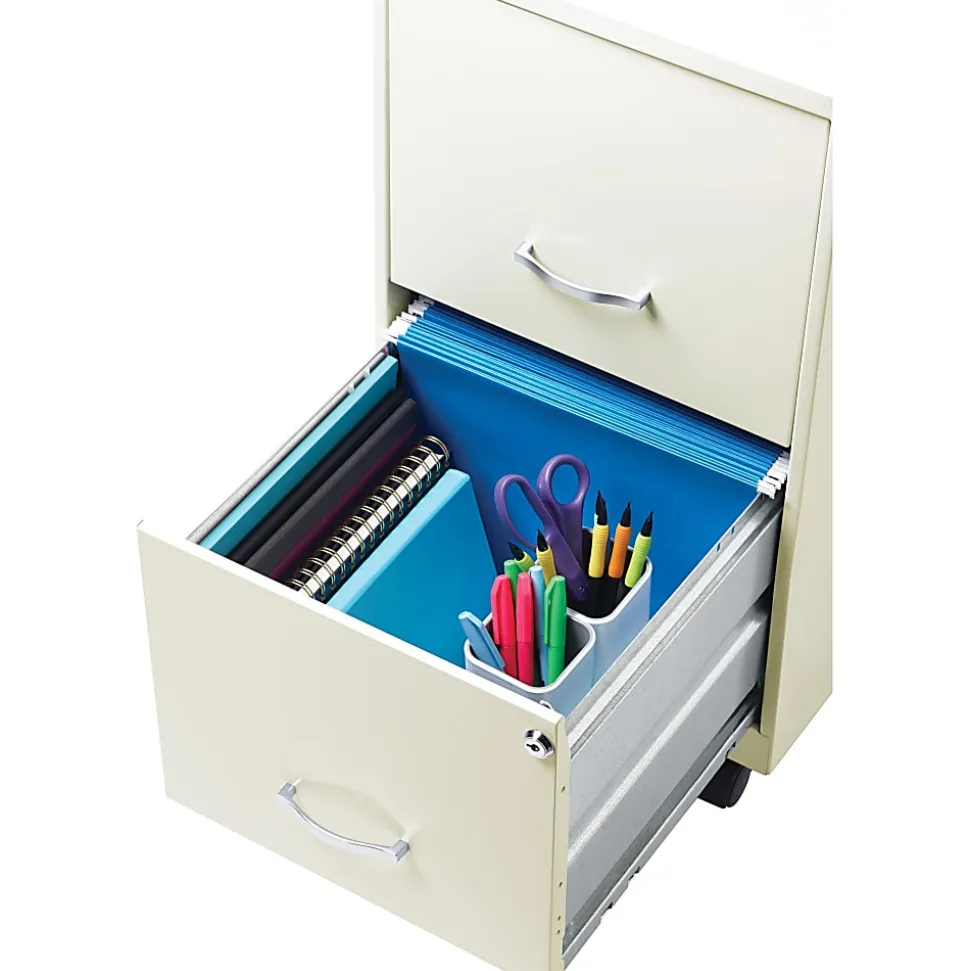 LYS NuSparc 18"D Vertical 2 Drawer Mobile File Cabinet, White , 1 Each
