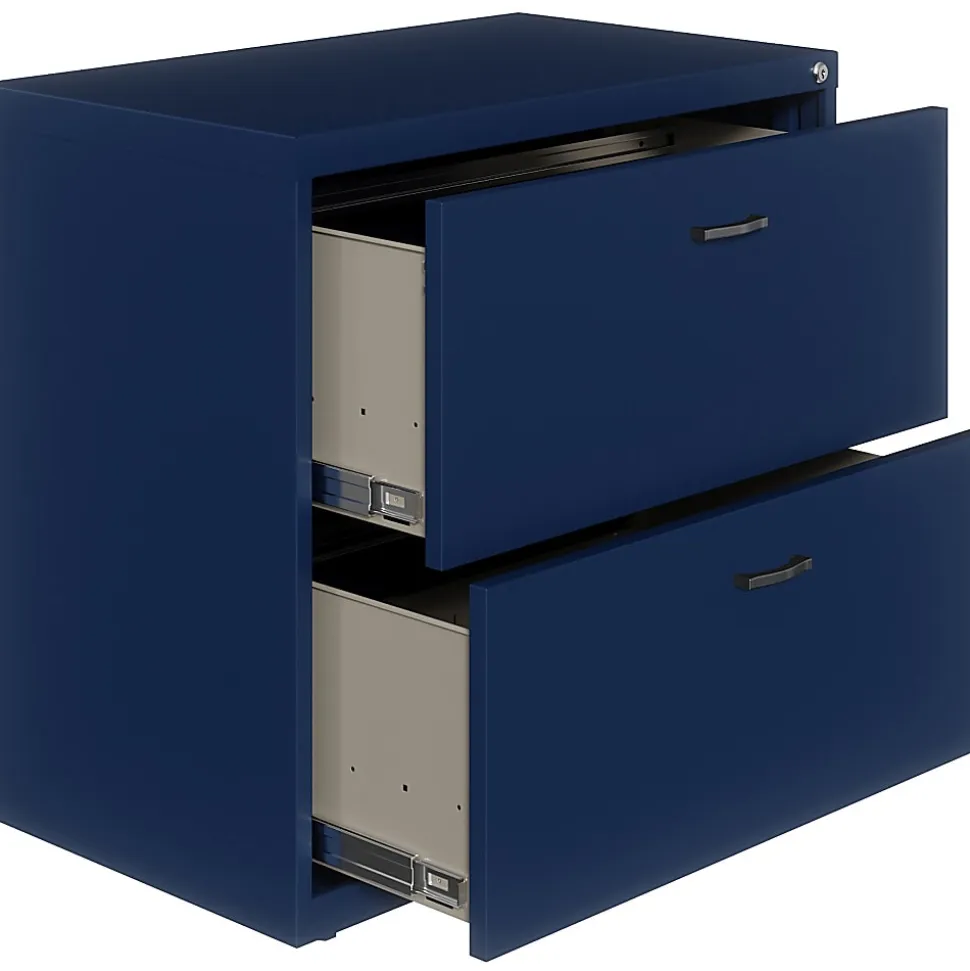 LYS NuSparc 30" Lateral File 2 Drawer w/ Arc Pull, Navy, 1 Each