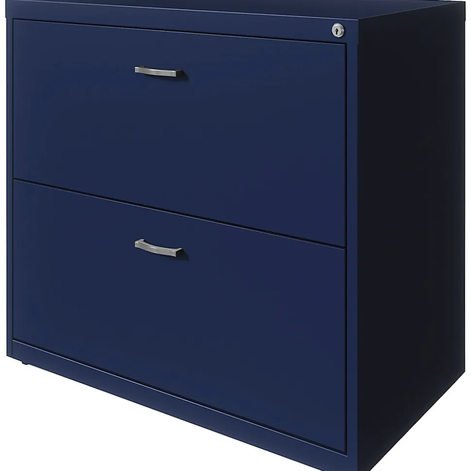 LYS NuSparc 30" Lateral File 2 Drawer w/ Arc Pull, Navy, 1 Each