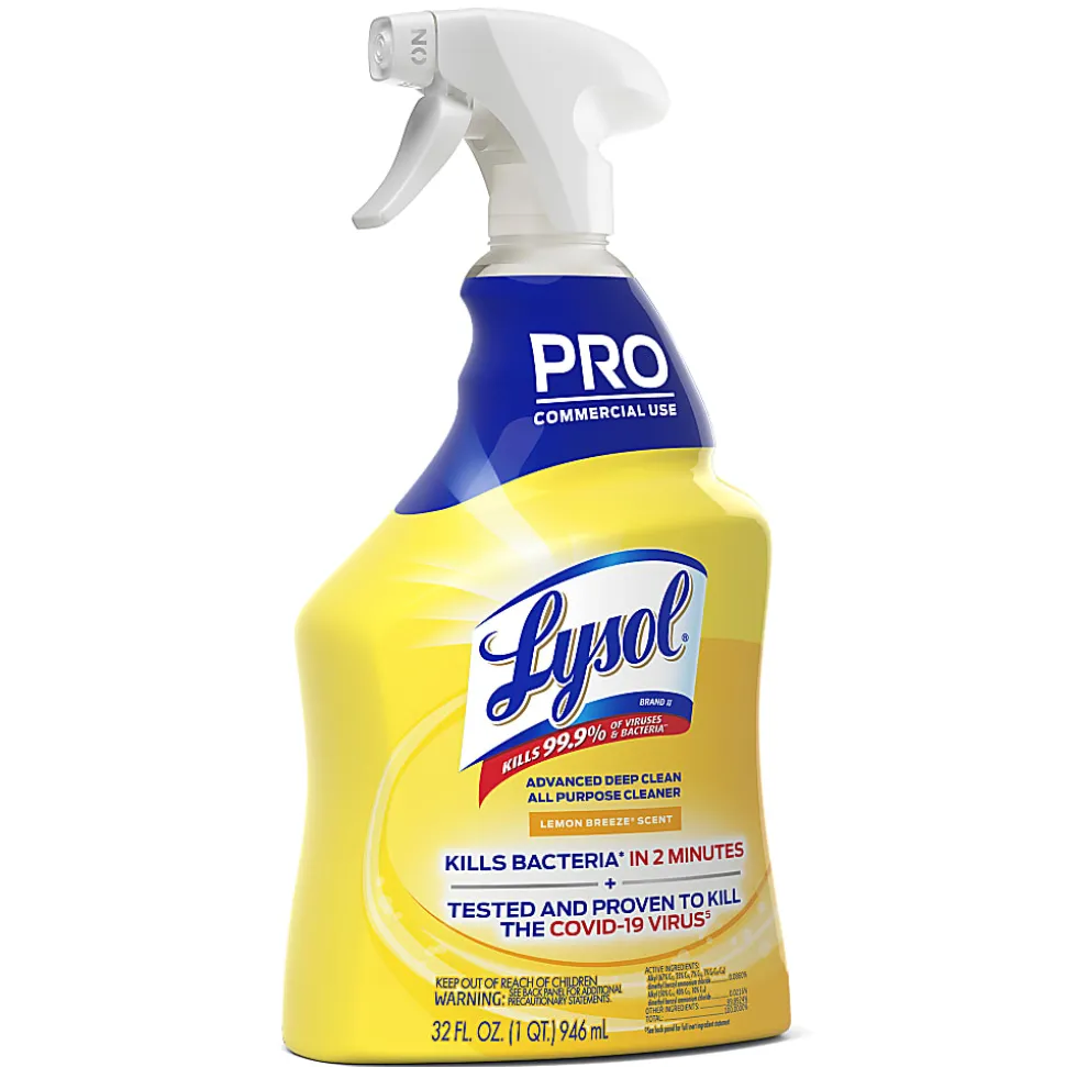 Lysol® Advanced Deep Clean All-Purpose Cleaner, 32 Oz, Lemon Breeze, Case Of 12 Bottles