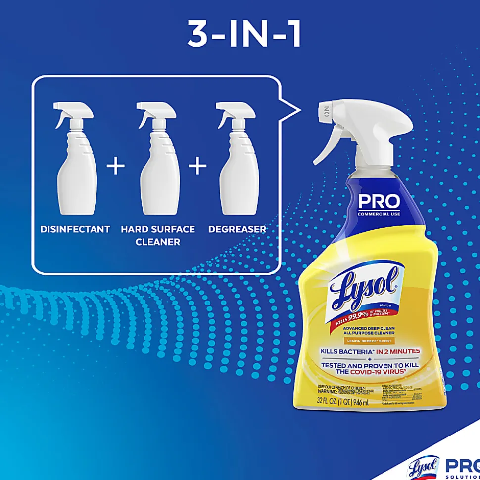 Lysol® Advanced Deep Clean All-Purpose Cleaner, 32 Oz, Lemon Breeze, Case Of 12 Bottles