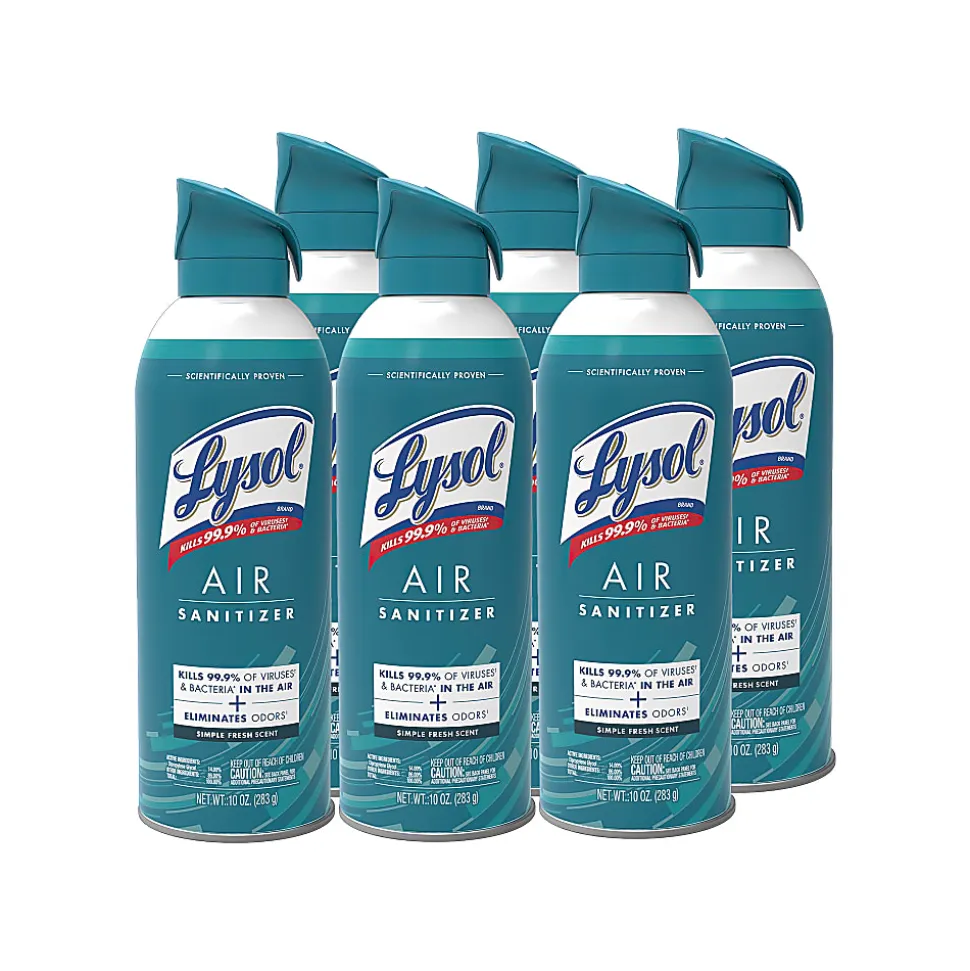 LYSOL® Air Sanitizer Spray - Simple Fresh 10 oz., Case of 6 cans