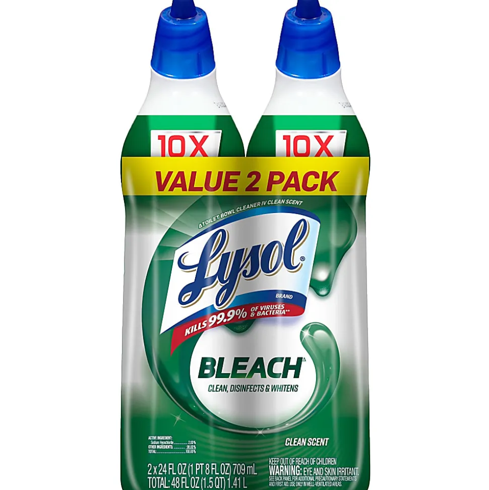 Lysol Bleach Toilet Bowl Cleaner - 24 fl oz (0.8 quart)Bottle - 2 / Pack - Blue