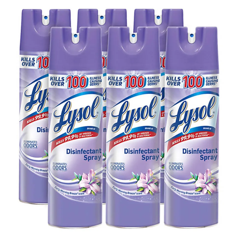 Lysol® Breeze Disinfectant Spray, 19 Oz, Early Morning Breeze Scent, Carton Of 12 Bottles