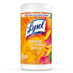 Lysol® Designer Tub Disinfecting Wipes, Mango and Hibiscus Scent, Canister Of 80 Wipes