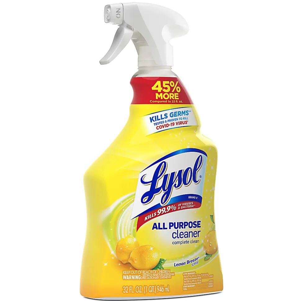 Lysol® Disinfectant All-Purpose Cleaner, Lemon Breeze Scent, 32 Oz Bottle, Box Of 12