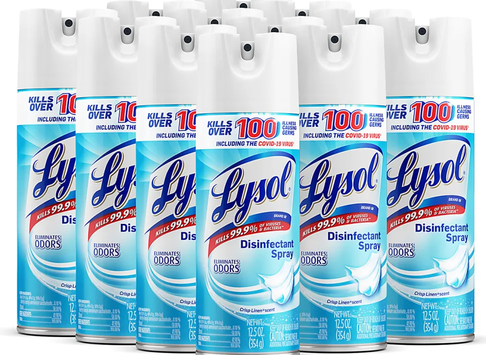 Lysol Disinfectant Spray, Crisp Linen Scent, 12.5 Oz Bottle, Case Of 12