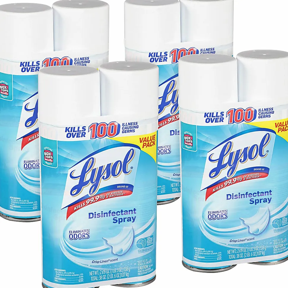 Lysol® Disinfectant Spray, 19 Oz, Crisp Linen, Carton Of 8 Bottles