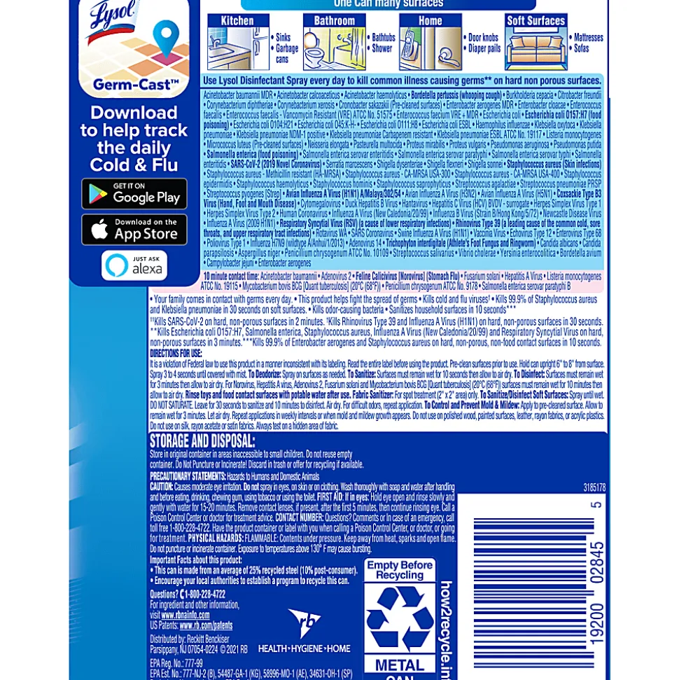 LYSOL® Disinfectant Spray - Spring Waterfall 12.5 oz, Case of 12 Cans