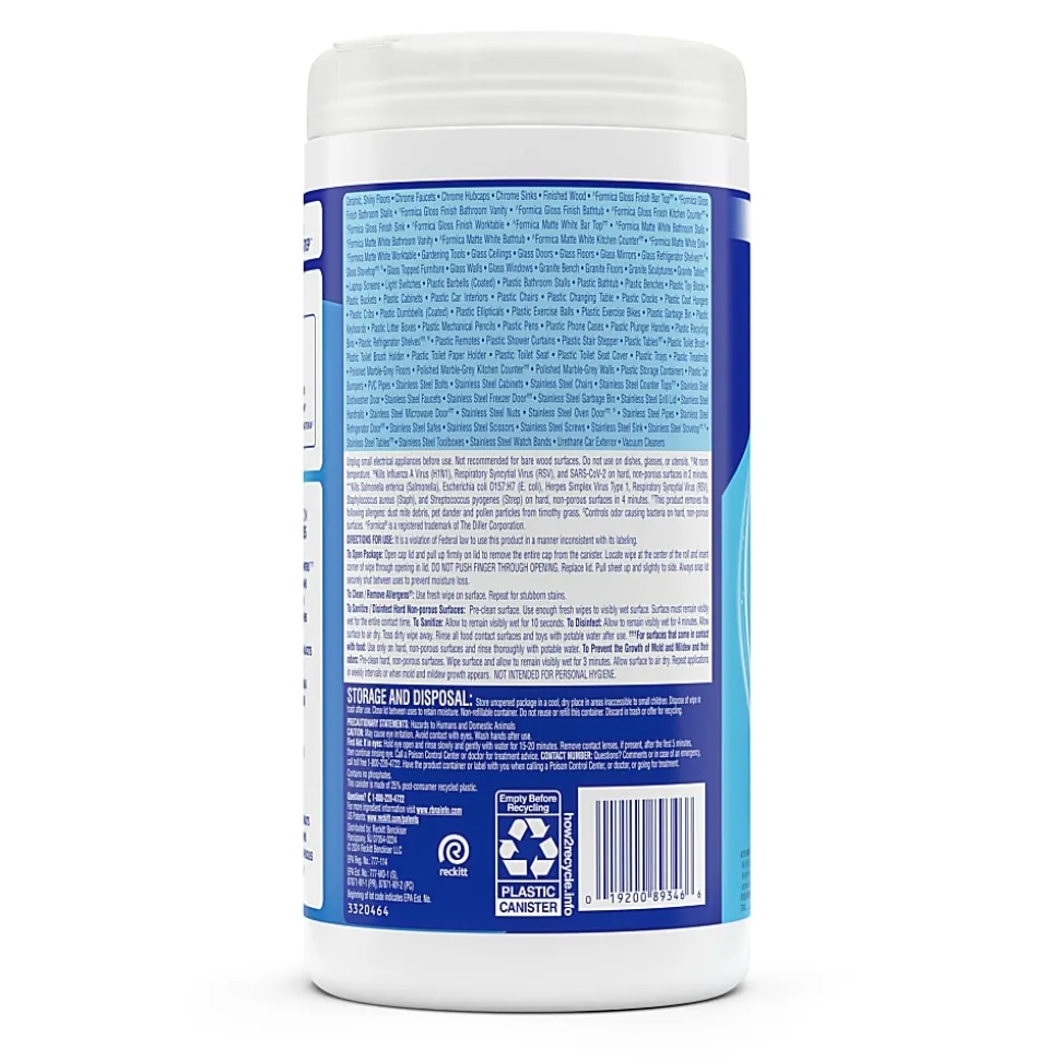 Lysol® Disinfecting Wipes, Crisp Linen Scent, 7" x 7.25", Canister Of 80