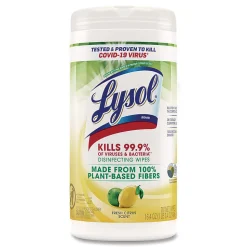 LYSOL®Disinfecting Wipes II Fresh Citrus, 1-Ply, 7 x 7.25, White, 70 Wipes/Canister, 6 Canisters/Carton