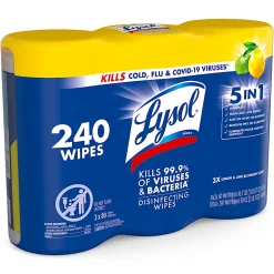 Lysol® Disinfecting Wipes, Lemon Lime Blossom Scent, 80 Wipes Per Canister, Carton Of 6 Canisters