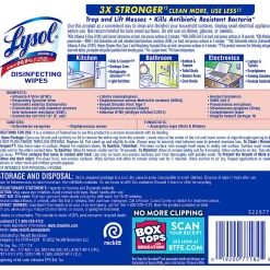 Lysol® Disinfecting Wipes, Lemon & Lime Blossom Scent, 80 Sheets Per Tub, Box Of 6