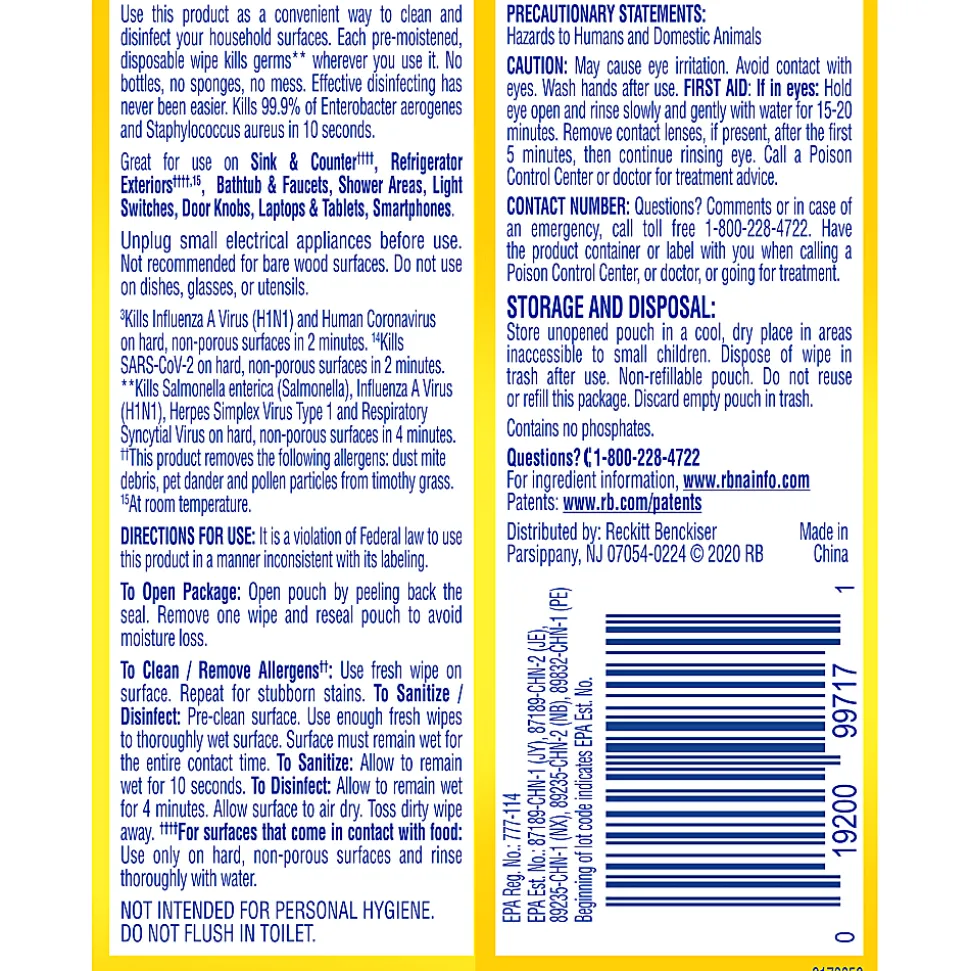 Lysol Disinfecting Wipes – Lemon & Lime Blossom, 15 ea/pk