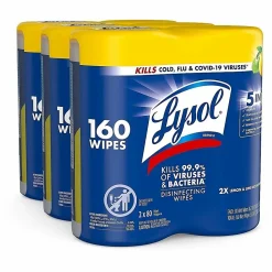 Lysol® Disinfecting Wipes, Lemon Lime Scent, 80 Wipes Per Canister, Carton Of 6 Canisters