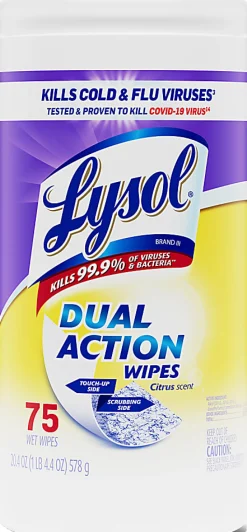 LYSOL® Dual Action Wipes - 75 ct., Carton of 6
